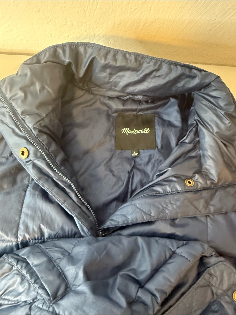 Madewell Navy Blue Packable Puffer Jacket Small Lightweight Quilted Coat - Picture 13 of 14